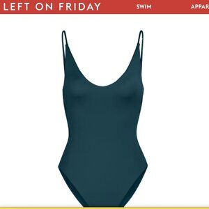 Left on Friday Sunday One Piece Swim Suit Deep End Teal Extra Large Tall
